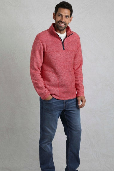Weird Fish Red Laramie 1/4 Zip Snow Marl Fleece