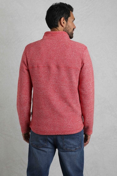 Weird Fish Red Laramie 1/4 Zip Snow Marl Fleece