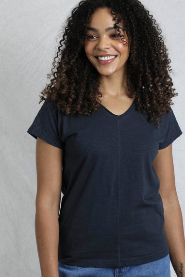 Weird Fish Navy Pernille Cutaway T-Shirt