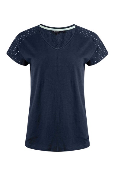 Weird Fish Navy Pernille Cutaway T-Shirt