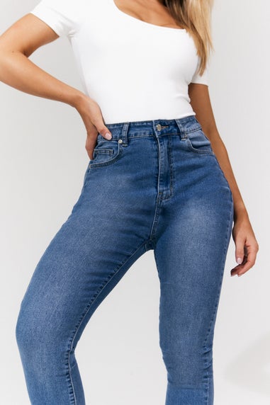 In The Style Mid Blue Petite Isobelle Skinny Jean