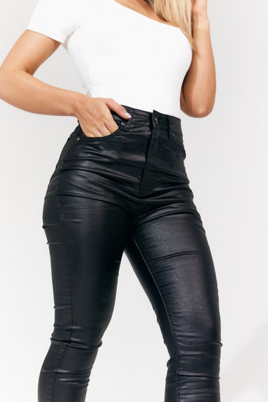 In The Style Black Petite Isobelle Coated Skinny Jean