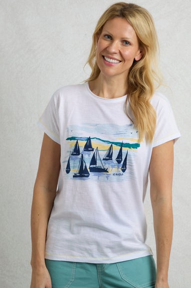 Weird Fish White Set Sail Slub Graphic T-Shirt