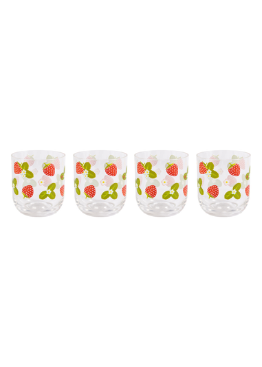 Summerhouse by Navigate Strawberries & Cream Decorated Tumblers (Set of 4)