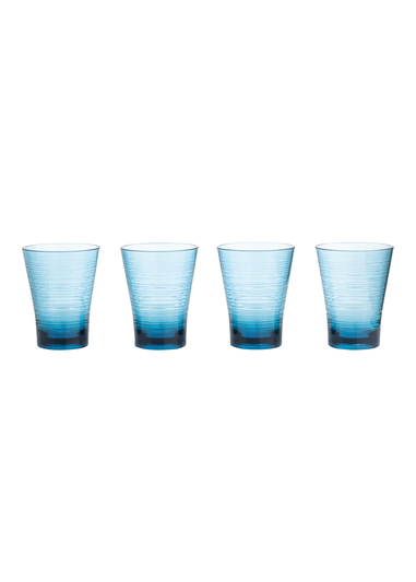 Three Rivers Blue Linear Re-Usable Plastic Tableware Tumbler Blue (Set of 4)