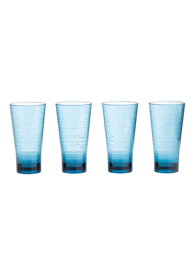 Three Rivers Blue Linear Re-Usable Plastic Tableware Hi Ball Blue (Set of 4)