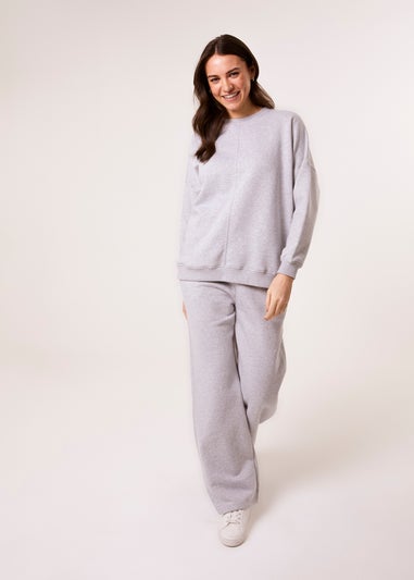 Blue Vanilla Grey Diamante Embellished Wide Leg Jogger Set