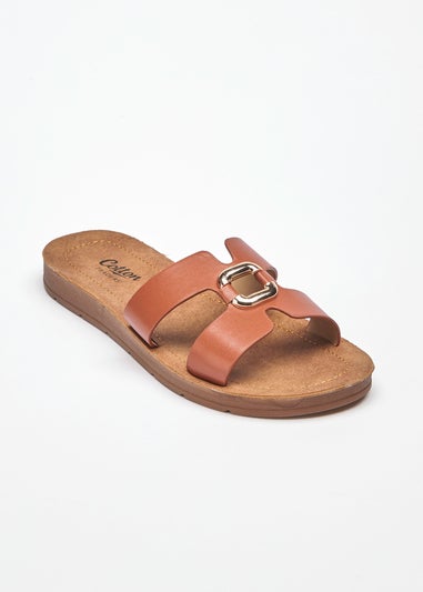 Cotton Traders Tan Slip On Ring Sandals