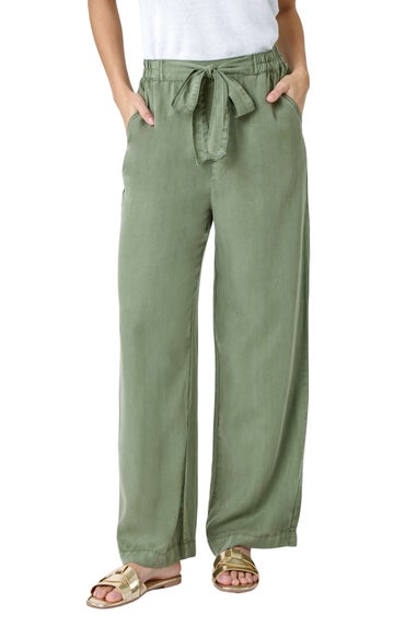 Roman Sage Tie Waist Wide Leg Trousers