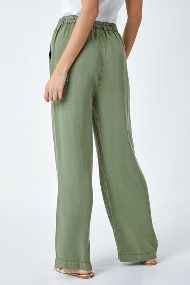 Roman Sage Tie Waist Wide Leg Trousers