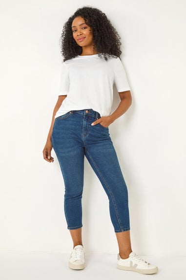 Roman Indigo Petite Slim Crop Stretch Jeans