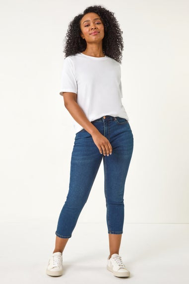 Roman Indigo Petite Slim Crop Stretch Jeans