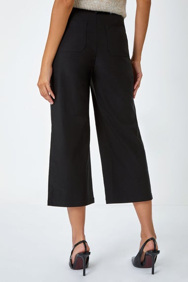 Roman Black Cropped Stretch Culotte