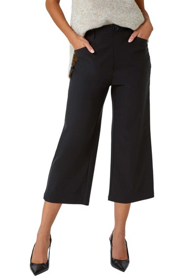 Roman Black Cropped Stretch Culotte