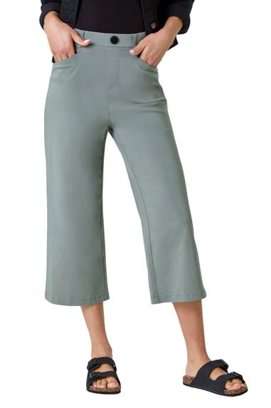 Roman Khaki Cropped Stretch Culotte