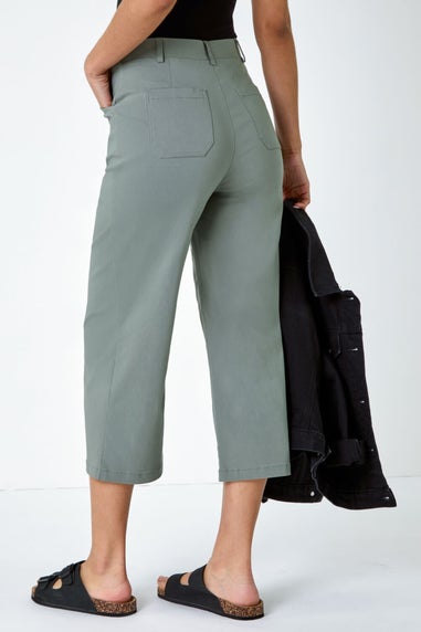 Roman Khaki Cropped Stretch Culotte