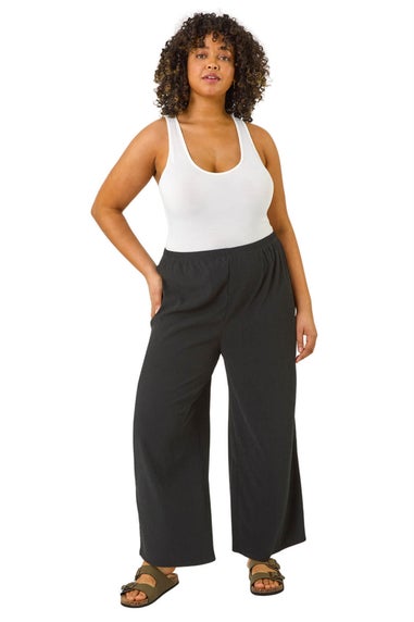 Roman Black Curve Textured Stretch Trouser