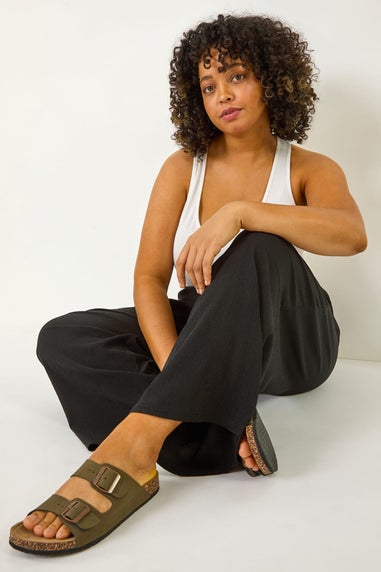 Roman Black Curve Textured Stretch Trouser