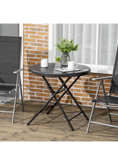 Outsunny Round Garden Dining Table for 4 Foldable Outdoor Table