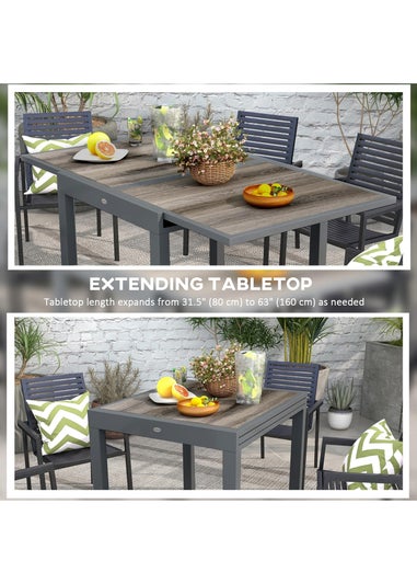 Outsunny Extendable Outdoor Dining Table Aluminium Rectangle Patio Table