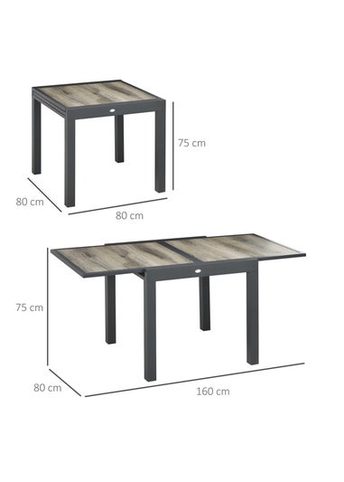 Outsunny Extendable Outdoor Dining Table Aluminium Rectangle Patio Table