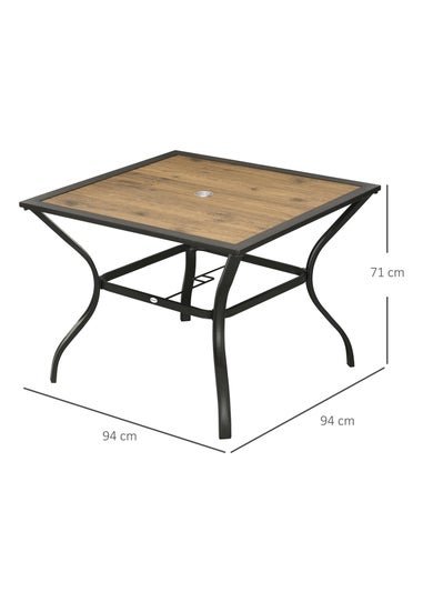 Outsunny Garden Table with Parasol Hole PC Board Tabletop for 4 Persons