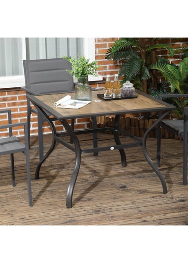 Outsunny Garden Table with Parasol Hole PC Board Tabletop for 4 Persons