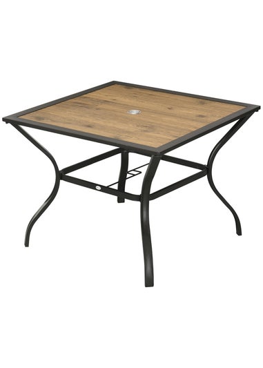 Outsunny Garden Table with Parasol Hole PC Board Tabletop for 4 Persons