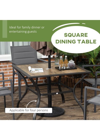 Outsunny Garden Table with Parasol Hole PC Board Tabletop for 4 Persons