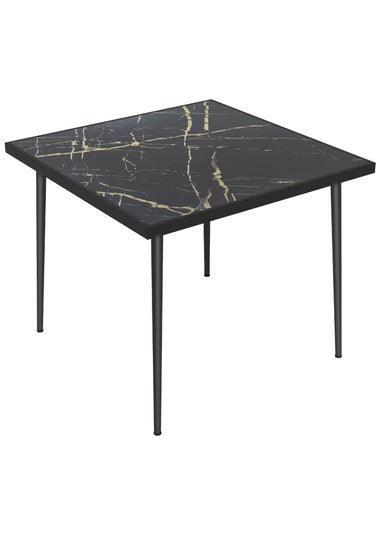 Outsunny Outdoor Dining Table for 4 with Marble Effect Tempered Glass Top