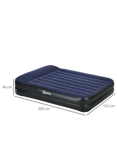 Outsunny King Inflatable Mattress with Electric Pump & Integrated Pillow