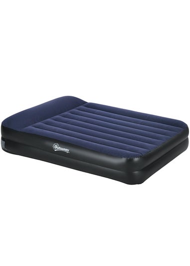 Outsunny King Inflatable Mattress with Electric Pump & Integrated Pillow
