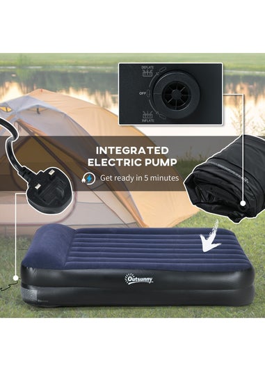 Outsunny King Inflatable Mattress with Electric Pump & Integrated Pillow