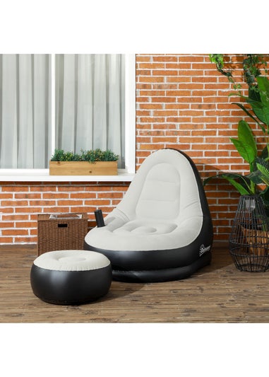Outsunny Inflatable Chair & Foot Stool for Gaming, Reading, & Watching