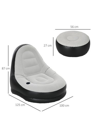 Outsunny Inflatable Chair & Foot Stool for Gaming, Reading, & Watching