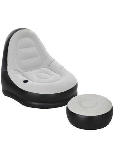 Outsunny Inflatable Chair & Foot Stool for Gaming, Reading, & Watching