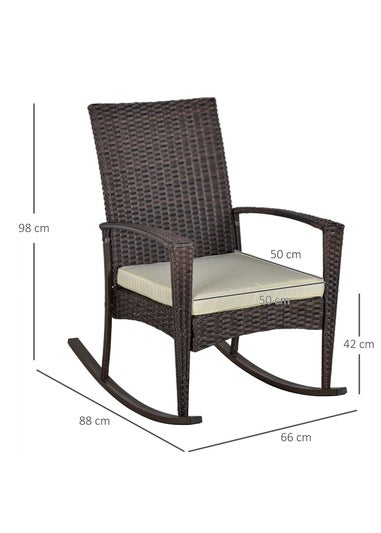 Outsunny Garden Rattan Rocking Chair Bistro Recliner Furniture Seater