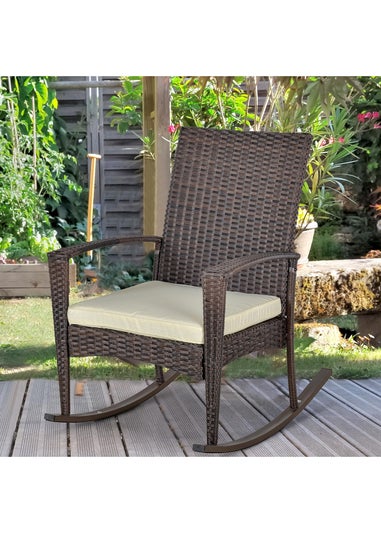 Outsunny Garden Rattan Rocking Chair Bistro Recliner Furniture Seater