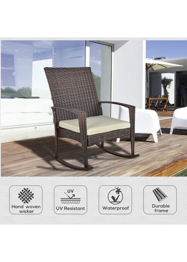 Outsunny Garden Rattan Rocking Chair Bistro Recliner Furniture Seater