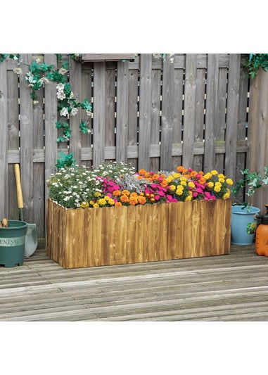 Outsunny Raised Flower Bed Rectangular Planter Container Box Garden