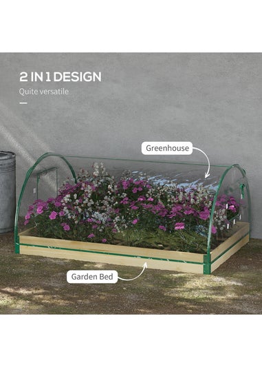 Outsunny Raised Garden Bed with Greenhouse Roll Up Windows