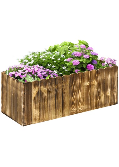 Outsunny Wooden Rectangle Garden Flower Raised Bed Pot