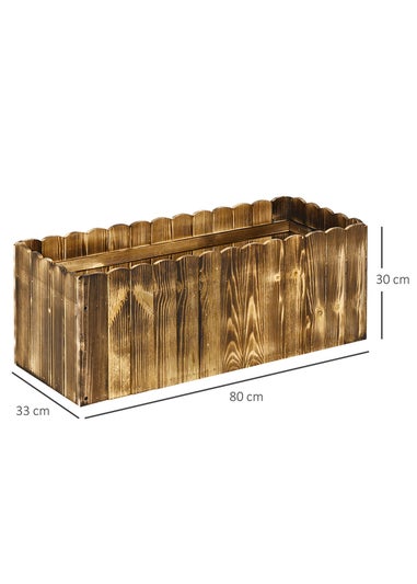 Outsunny Wooden Rectangle Garden Flower Raised Bed Pot