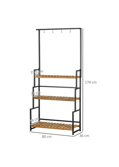 Outsunny 3 Tiered Plant Stand Rack with Hanging Hooks for Indoor Outdoor