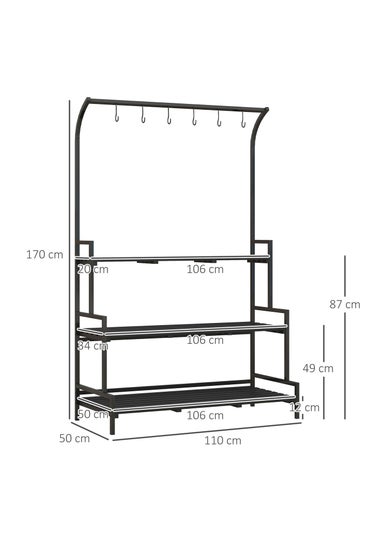 Outsunny 3 Tiered Plant Rack Stand with Hanging Hooks