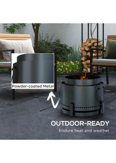 Outsunny Smokeless Wood Burning Firepit Metal Fire Pit