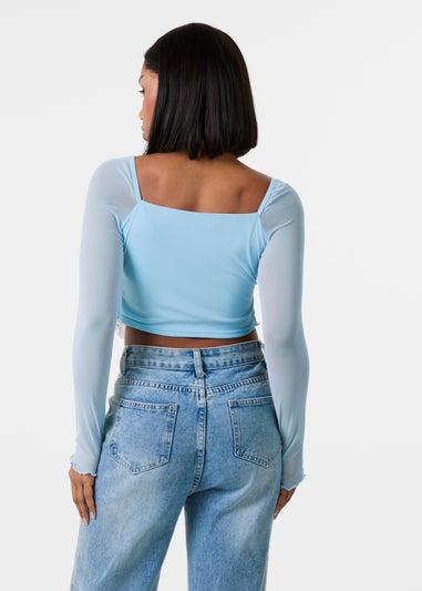 Pink Vanilla Blue Long Sleeve Mesh Butterfly Top