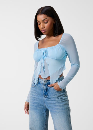 Pink Vanilla Blue Long Sleeve Mesh Butterfly Top