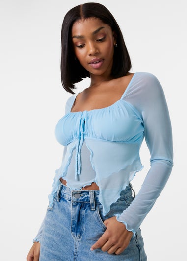 Pink Vanilla Blue Long Sleeve Mesh Butterfly Top