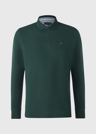 Lincoln Green Textured Long Sleeve Polo Shirt
